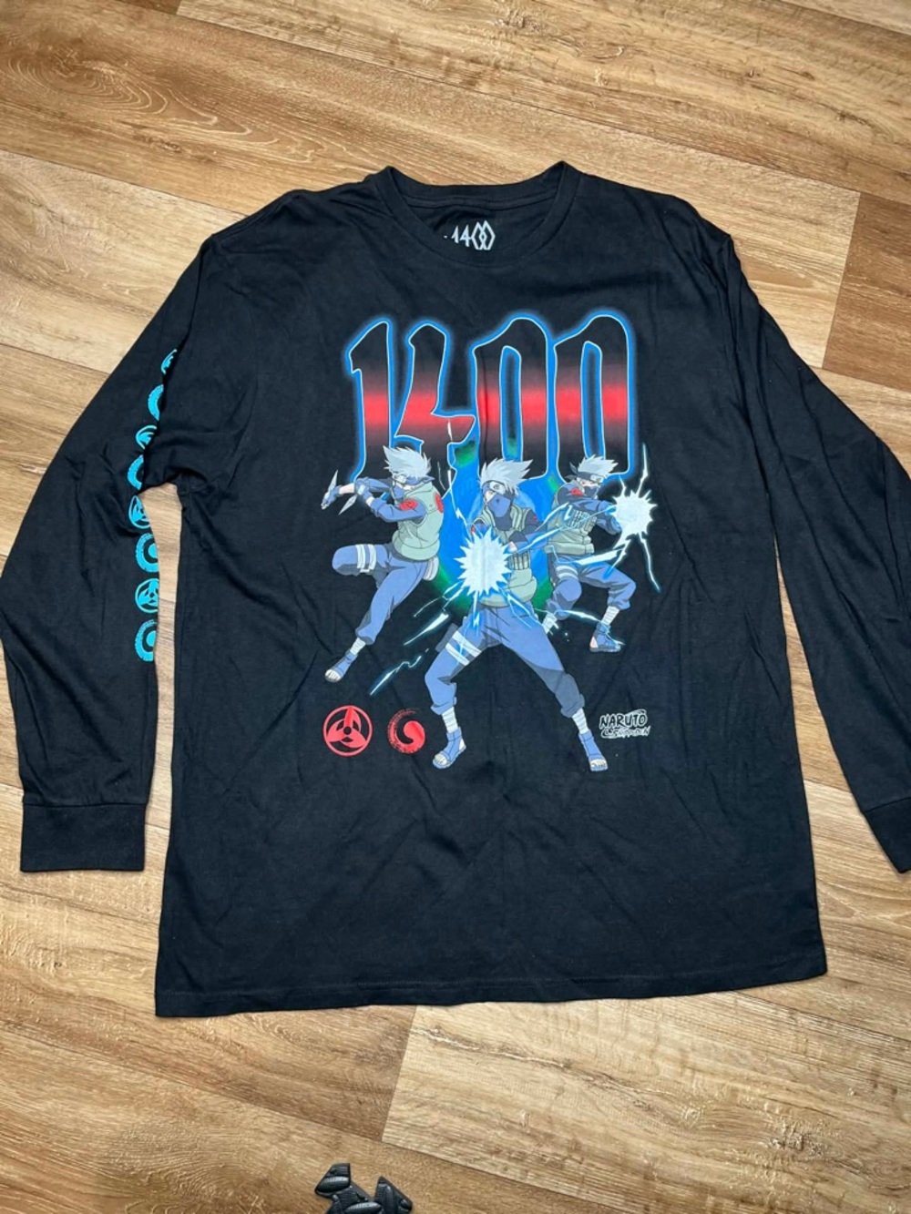Naruto x 1400 Viz Men Shirt XL Black Graphic Print Kakashi Anime Logo